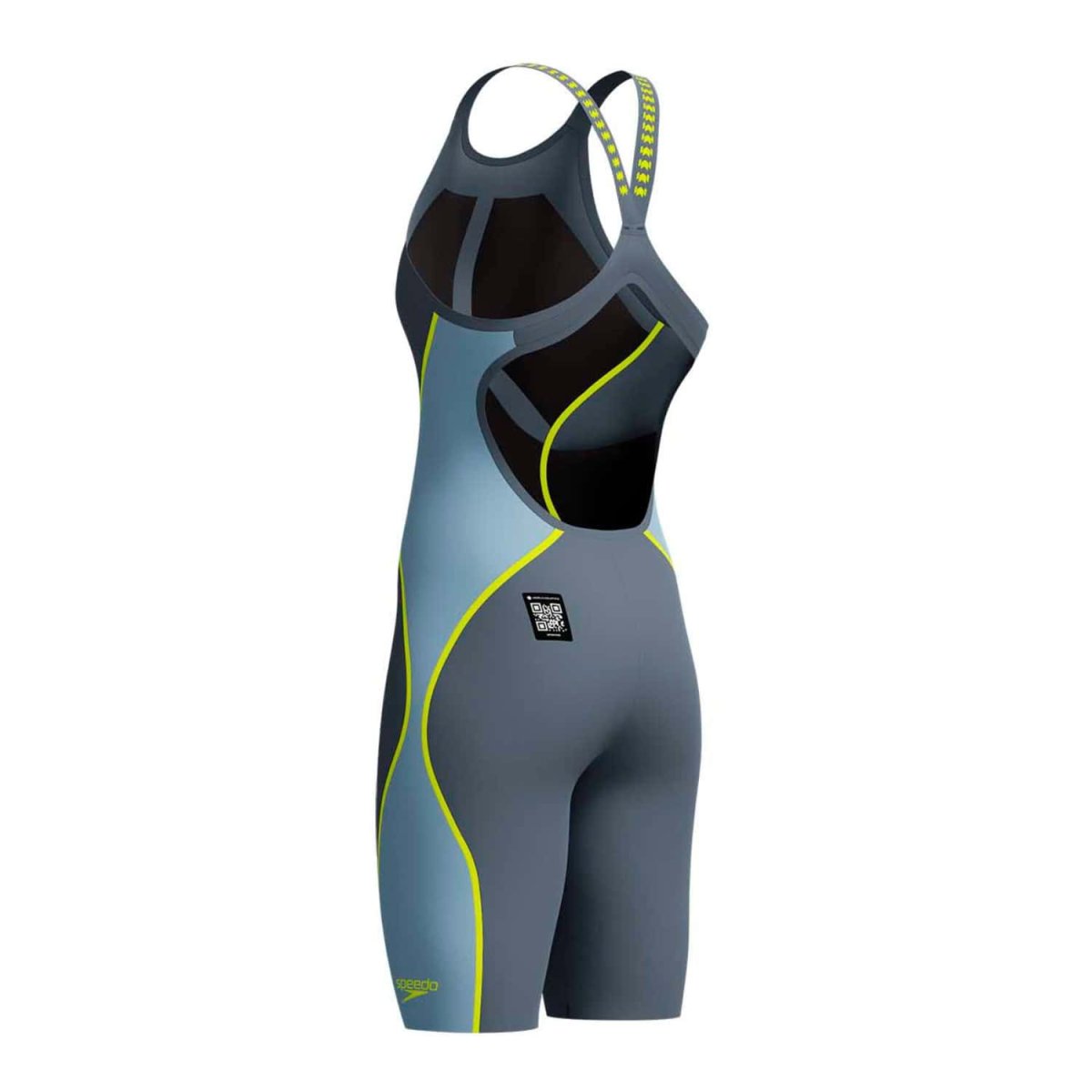 Speedo Fastskin LZR Pure Intent 2.0 Cinza Azul Amarelo Costas Abertas - Image 3